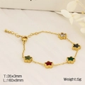 18K gold plated titanium bracelet with five colorful star shaped zircon gemstones - Star Zircon Multi-color Style(KB182709-HM)
