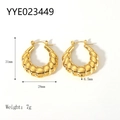 Orecchini a cerchio ritorti in acciaio inossidabile placcato oro 18K, design da 31mm - Stile Croissant (YYE023449) / Oro