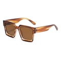 Classic square tortoise shell sunglasses with thick brown frames and dark lenses - Tea Striped Frame Tea Lens