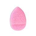 Tear-drop shaped pink facial sponge with flat edge for deep cleansing and makeup - Hot Pink