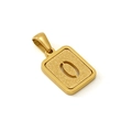 Golden 18K titanium steel rectangular pendant with sandblasted finish and oval cutout - Letter O - Gold