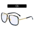 Occhiali da sole squadrati oversize nero e oro C6 con lenti sfumate in blu - Montatura Oro Specchiata Rosa