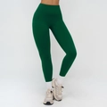 Dark green high-waisted yoga leggings with supportive waistband and matte texture - Christmas Green
