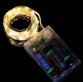Warm yellow LED copper wire string lights with three-mode battery box for Xmas decor - 1m 10-LED (2AA Battery Model) / Bare Copper Wire LED (No Charms)