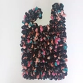 Black magic accordion bag with pink and green floral patterns and wrinkled texture - Colorful 1