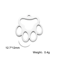 Detail view of 12.7x12mm stainless steel hollow paw charm for DIY jewelry making - Paw / Steel