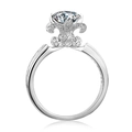 Classic silver moissanite ring with round cut stone and hollow crown setting in silver - US 5.25 / Petal-0.5ct