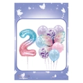 Blue and purple butterfly number 2 balloon set for 2nd birthday party decorations - Number 2 Style