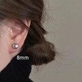 Minimalist 8mm pearl stud earrings with silver needles for elegant daily wear - Grey-8mm