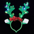 Leuchtendes Weihnachts-Rentier-Haarreif mit grünen Pailletten und bunten LEDs - Rentier Geweih Stirnband Grün / Grün