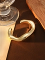 Minimalist gold plated CCB open bangle with irregular wave design in high polish finish - L154-1 Gold Irregular Twisted Open