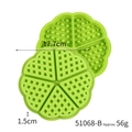 Green silicone flower-shaped waffle mold with size dimensions and grid pattern design - 5-Cavity Heart Shape / Green