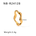 Irregular 4mm gold wavy stainless steel ring with asymmetric textured surface 2.4g - Golden Irregular Wave Band (NB-R24128)