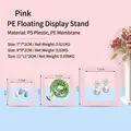 Pink PE film suspension display boxes in three sizes for jewelry and nail art - Round Base / Light Pink