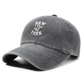 Vintage gewaschene dunkelgraue Baumwoll-Baseballkappe mit New York-Stickerei für Damen und Herren - Verstellbar / Grau