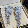 2603088a Transparent Crystal Flower Tassel Earrings