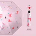 Ombrello pieghevole rosa con stampa di pesche e custodia protettiva coordinata inclusa - Ombrello manuale standard a 8 stecche frutta - Pesca