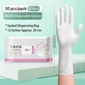 50-pack 12-inch extended white nitrile disposable gloves in sealing pull-out bag - 50 Pieces Of 12-inch Size M White