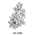 Waterproof temporary tattoo sticker featuring black and white sketch floral peony TH-179X - Th-179 / 210*148mm