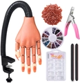 Professional nail practice hand set with adjustable arm, clips, files and nail tips - Set 3