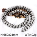 Detail of skull link necklace with specs 650x24mm and 402g weight on fabric - Steel
