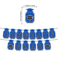 Blue Congrats Grad banner set for 2026 graduation party with detailed size dimensions - Blue Gold