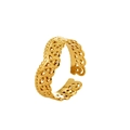 Franse paleisstijl vintage 18K vergulde opengewerkte bloemenkroon open ring in goudkleur - Retro Hol (RG-06-5)
