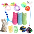 Lot de 12 jouets pour chats avec baguette, peluches et balles pour chats d'intérieur - Lot No. 39