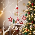 Addobbo natalizio rotondo in legno con gnomo e scritta Merry Christmas sull'albero - Stile Gnomo di Auto