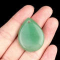 Green teardrop-shaped natural stone pendant with polished finish and drilled hole for DIY - Green Aventurine