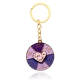 Golden enamel keychain featuring a purple Self Love spinning wheel with positive quotes - Self Love Keychain / Purple Identity Keychain