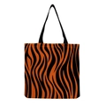 Large orange zebra print tote bag with black fabric shoulder straps for women - Bright Orange and Black Tiger Pattern (hm2695)