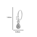 Silver piercing ring with round zircon and sparkling teardrop pendant 1.42cm tall - Silver #8