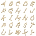 Colgantes de alfabeto de cobre chapados en oro 18K con perlas para joyería DIY - Letra A / Dorado
