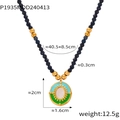 Bohemian natural stone beaded necklace with titanium steel gold-plated pendant jewelry. - P1935 - Gold
