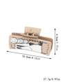 Western matte hair claw clip with cactus pattern, length 10.5cm, beige color finish - Beige Black-White Vintage Pattern (90025)