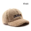 Khaki plush baseball cap with blue Colorado embroidery for autumn and winter warmth - Colorado Letter Embroidery Style / One Size (Circumference 56-60cm) / Khaki