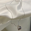 Minimalist silver faux opal heart pendant necklace with sleek snake chain for women - Silver Heart Style