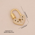Macro detail of a gold-plated brass heart lock pendant with white and black zircon stones - 6# Gold Heart Lock Pendant