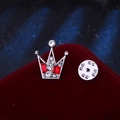 Silver crown lapel pin with red gemstones and crystals for men's suit jacket - Red Rhinestone (Silver Base)