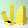 Bright yellow magnetic gift boxes for jewelry in various sizes with black sponge inserts - Yellow