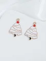 Detail of white enamel Christmas tree charms with red star for DIY jewelry making - White Christmas Tree (Style 37)