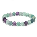 Minimalist beaded bracelet with natural purple and green fluorite crystal gemstones - Colorful Fluorite / 4mm