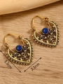 Bohemian gold-colored heart earrings with blue turquoise stone and size dimensions - Gold FX750 With Turquoise