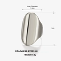 Minimalist chunky stainless steel ring with a large oval mirror-finish surface in silver - Silver