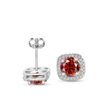 Sparkling S925 sterling silver stud earrings featuring 1 carat red round cut moissanite - Garnet Red (1ct*2)