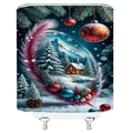 Kerst douchegordijn met sneeuwhutten en feestelijke ornamenten voor badkamer decor - 90*180cm