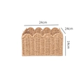 Nordic handmade woven storage basket with lid in natural wood color size 24x24x14cm - Paper Rope Scalloped Medium