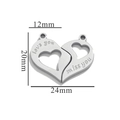 Pendentif cœur séparé en acier inoxydable argenté avec gravure love you et miss you - Argent-S5 Cœur Lettre