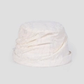Détails du chapeau bob blanc cassé avec bords effilochés et texture plissée vintage - Blanc Cassé